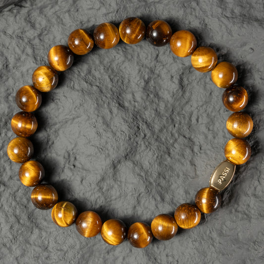 Ambitious Stack mens tigers eye crystal lava stone stack SET, courage and focus