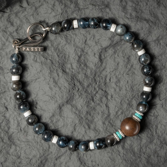 HIGH HILL SET Mens Aquamarine&Wood Bracelet