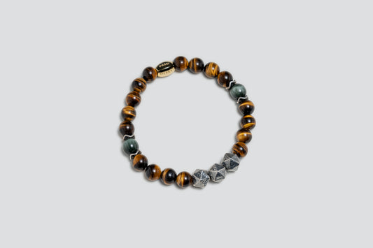 Tengri Drift |Tiger's Eye Crystal Green Actinolite Beaded bracelet 8mm