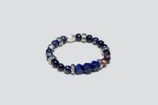 Wisdom Set | 8mm Blue Apatite & Lapis Lazuli braided bracelet stack