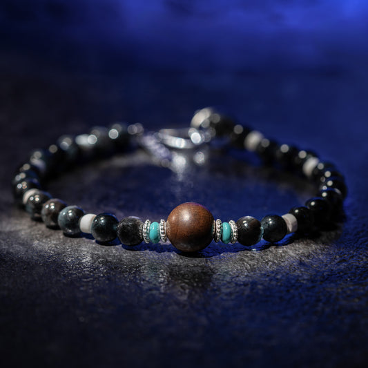 Black Hill Aquamarine beaded bracelet unisex
