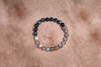 Celestial Caravan | Blue Tiger's Eye Moonstone Calming Crystal Bracelet 8mm