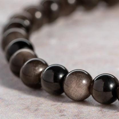 Plateau Night Sky Silver sheen obsidia beaded bracelet 6mm