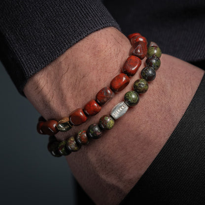 Pulsera de cuentas de sangre de guerrero de 8,5 mm 