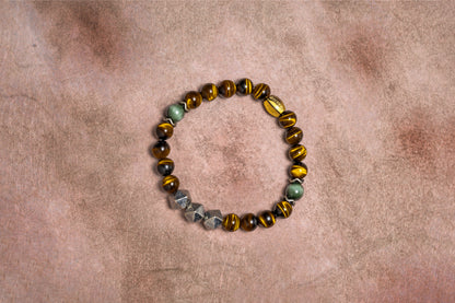 Tengri Drift | Tiger's Eye Crystal Green Actinolite Beaded Bracelet 8mm