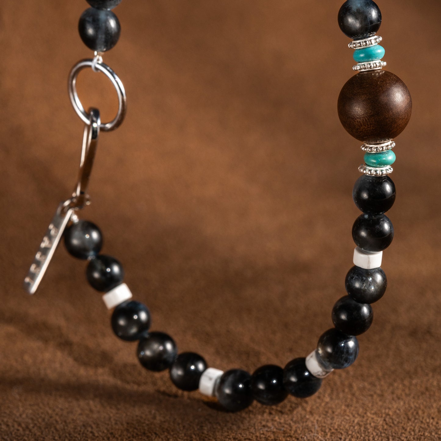 Black Hill Aquamarine beaded bracelet unisex