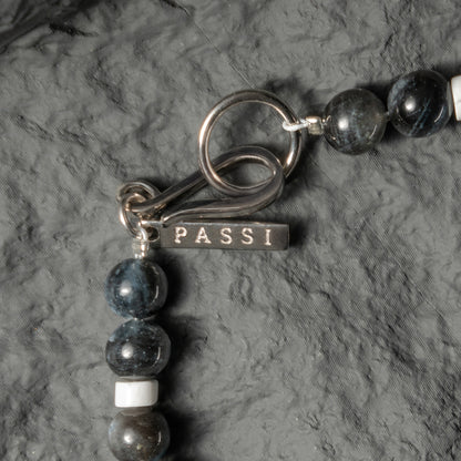 Pulsera unisex de cuentas de aguamarina Black Hill 