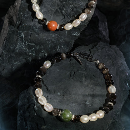 Shades of Glacier  beaded fragrant bracelet 6mm