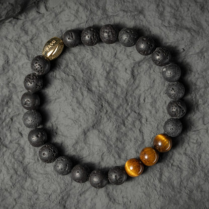Ambitious Stack SET | Men's Tiger Eye Crystal Lava Stone Stack SET, Courage and Focus