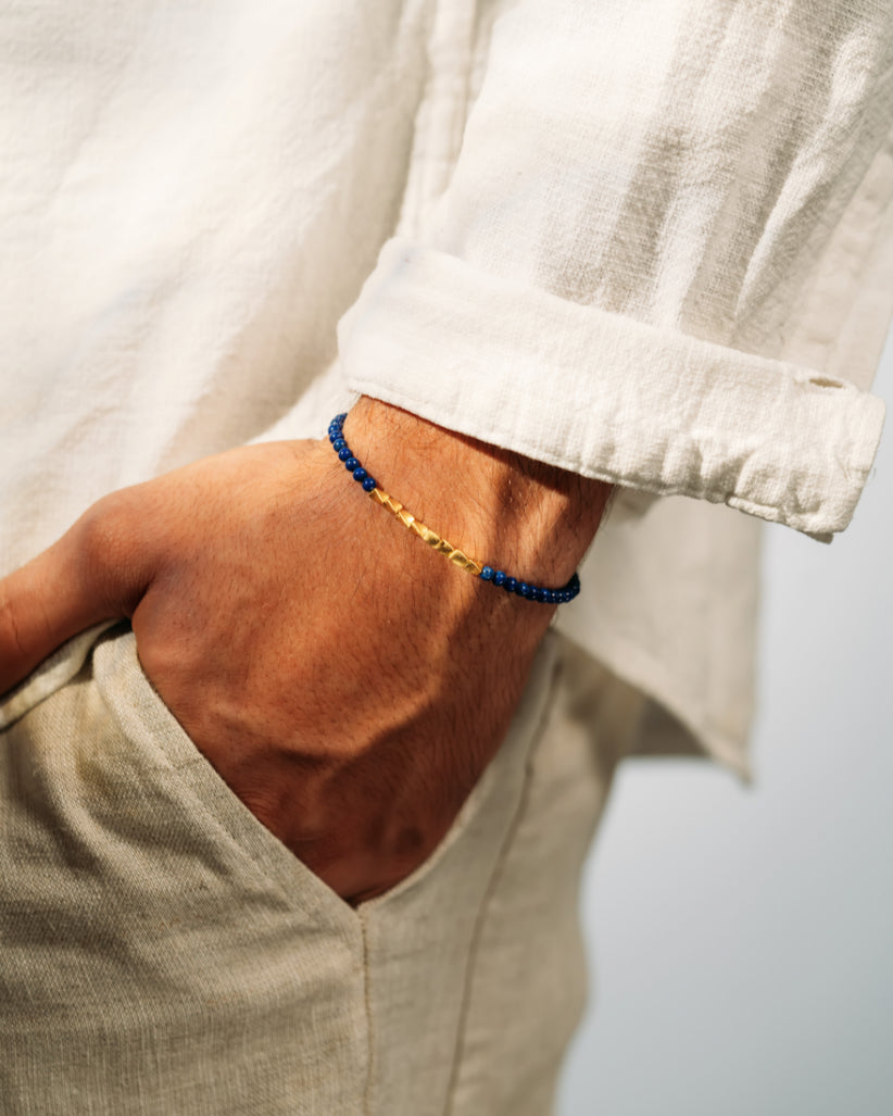 Azure Trail ｜Lapis Lazuli plated gold silver Protection Crystal Bracelet 3mm