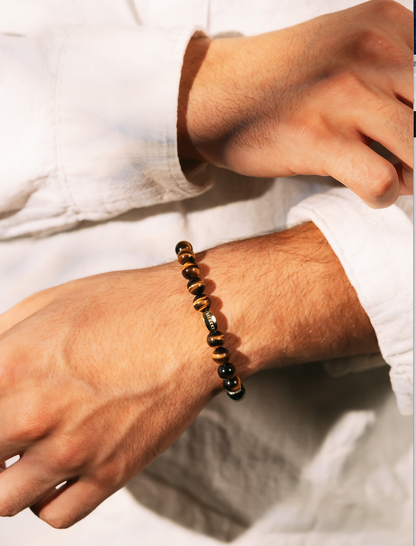 Tengri Drift | Tiger's Eye Crystal Green Actinolite Beaded Bracelet 8mm