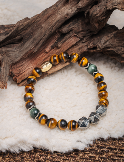 Tengri Drift | Tiger's Eye Crystal Green Actinolite Beaded Bracelet 8mm
