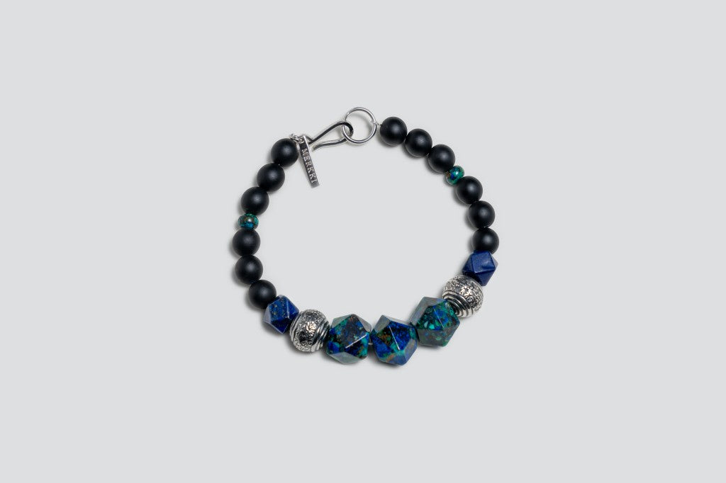 Tribal Flag | Black Onyx Lapis Lazuli Azurite crystals 8.5mm