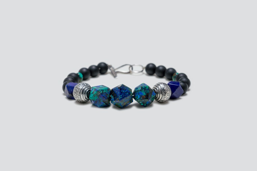 Tribal Flag | Black Onyx Lapis Lazuli Azurite crystals 8.5mm