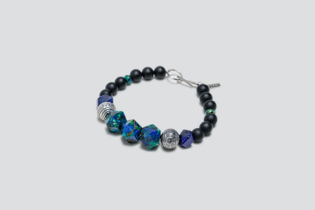 Tribal Flag | Black Onyx Lapis Lazuli Azurite crystals 8.5mm