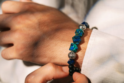 Tribal Flag | Black Onyx Lapis Lazuli Azurite crystals 8.5mm