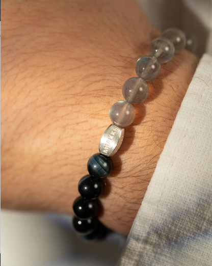 Celestial Caravan | Blue Tiger's Eye Moonstone Calming Crystal Bracelet 8mm