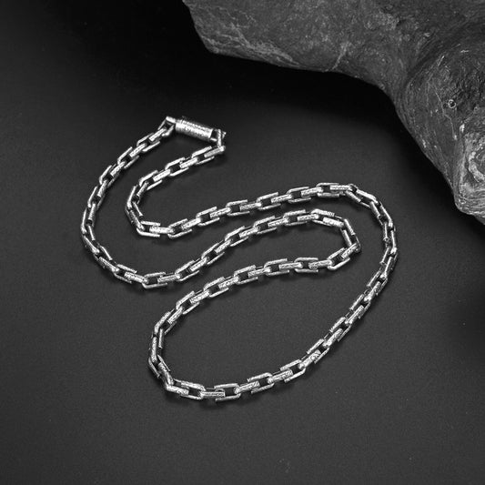 Bill | Sterling Silver Chain Necklace with Engraved Pattern